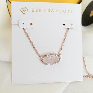 Kendra Scott Elisa Rose Gold Necklace in Iridescent Drusy (Brand New Dust Bag)